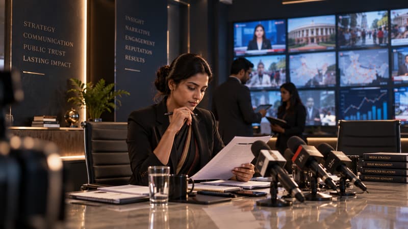 Communications lead preparing for a press briefing